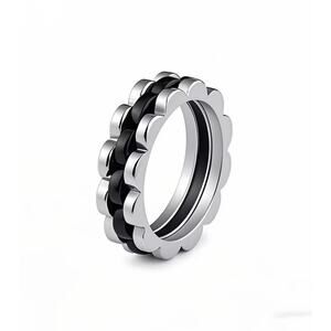 Ring Size 10 Titanium Steel Gear Ring Men Women Simple Stylish Stainless Steel